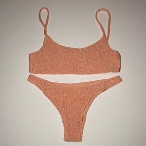Peach ruffle bikini